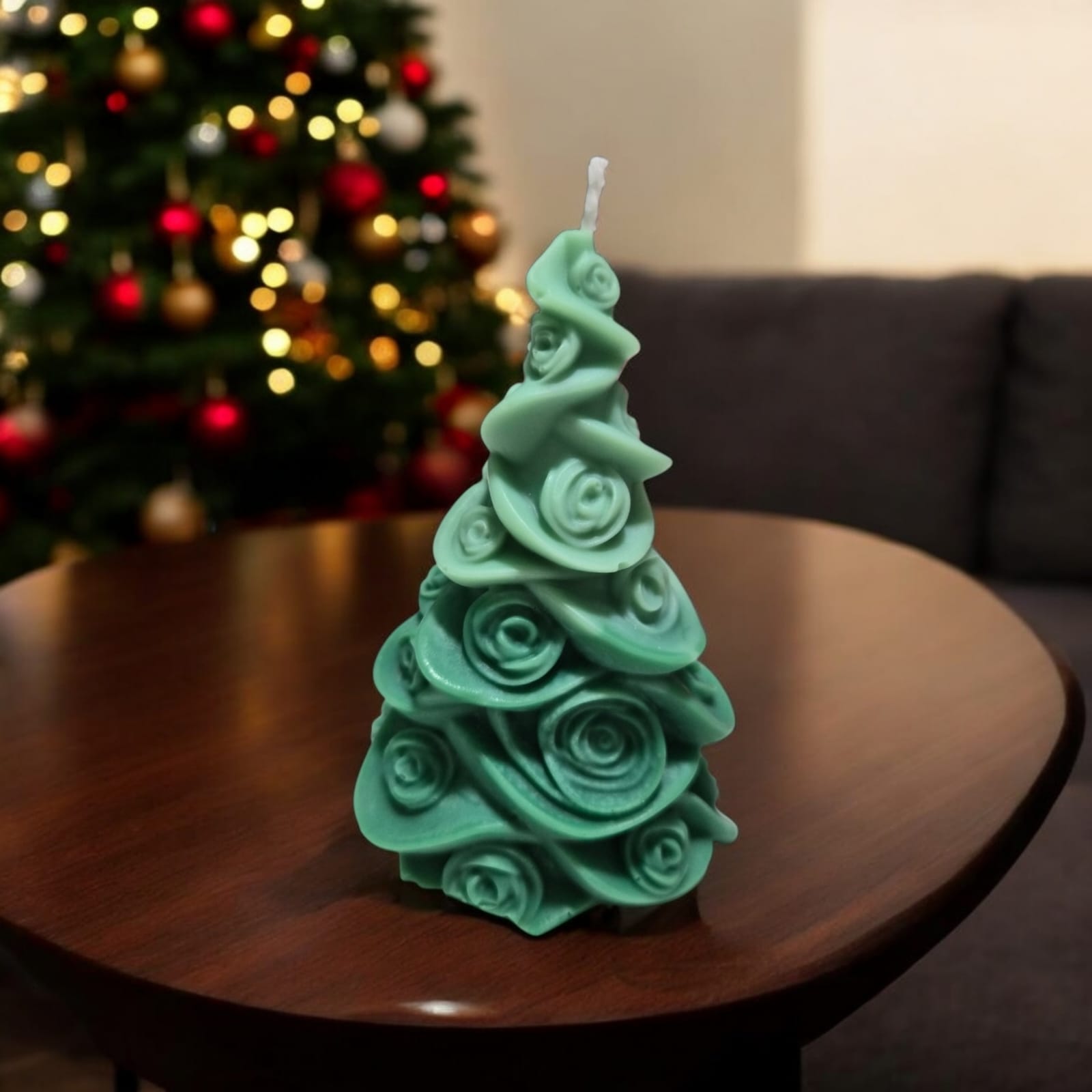 Rose Embossed Xmas Tree Candle